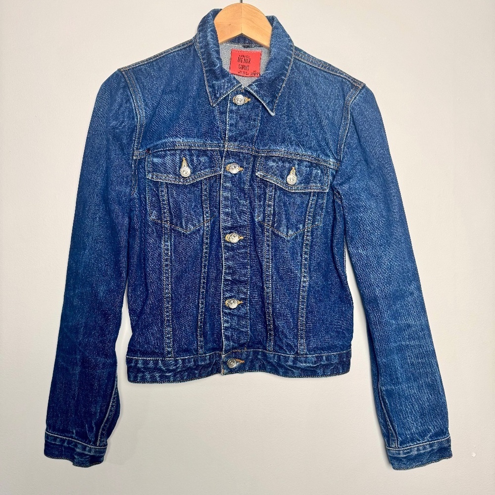 Big Rock Canyon Crop Fitted Classic Rinsed Indigo Trucker Jean Jacket Sz M